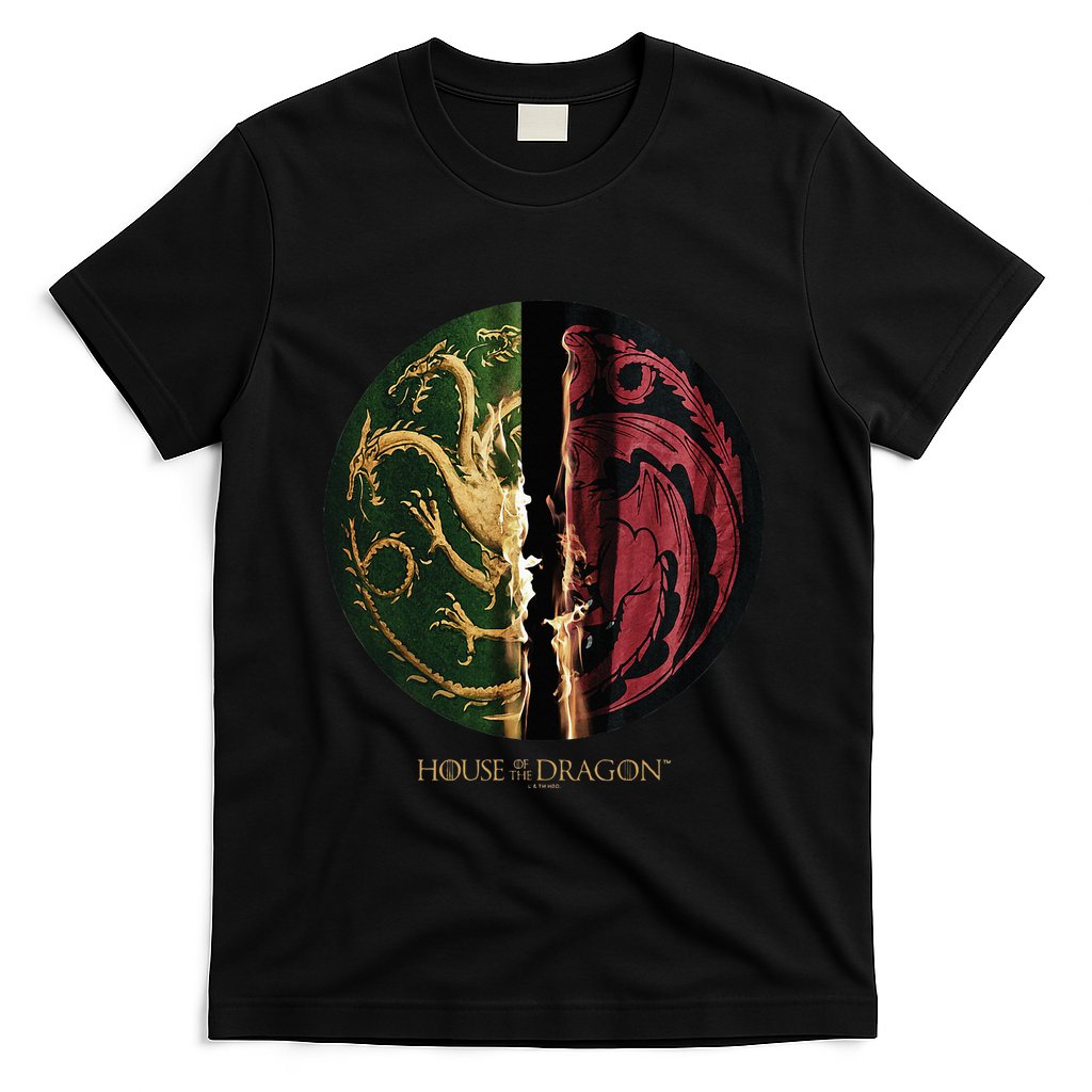 H.O.U.S.E Of The Dragon Green Vs Black H.O.U.S.E Targaryen Emblem T-Shirt