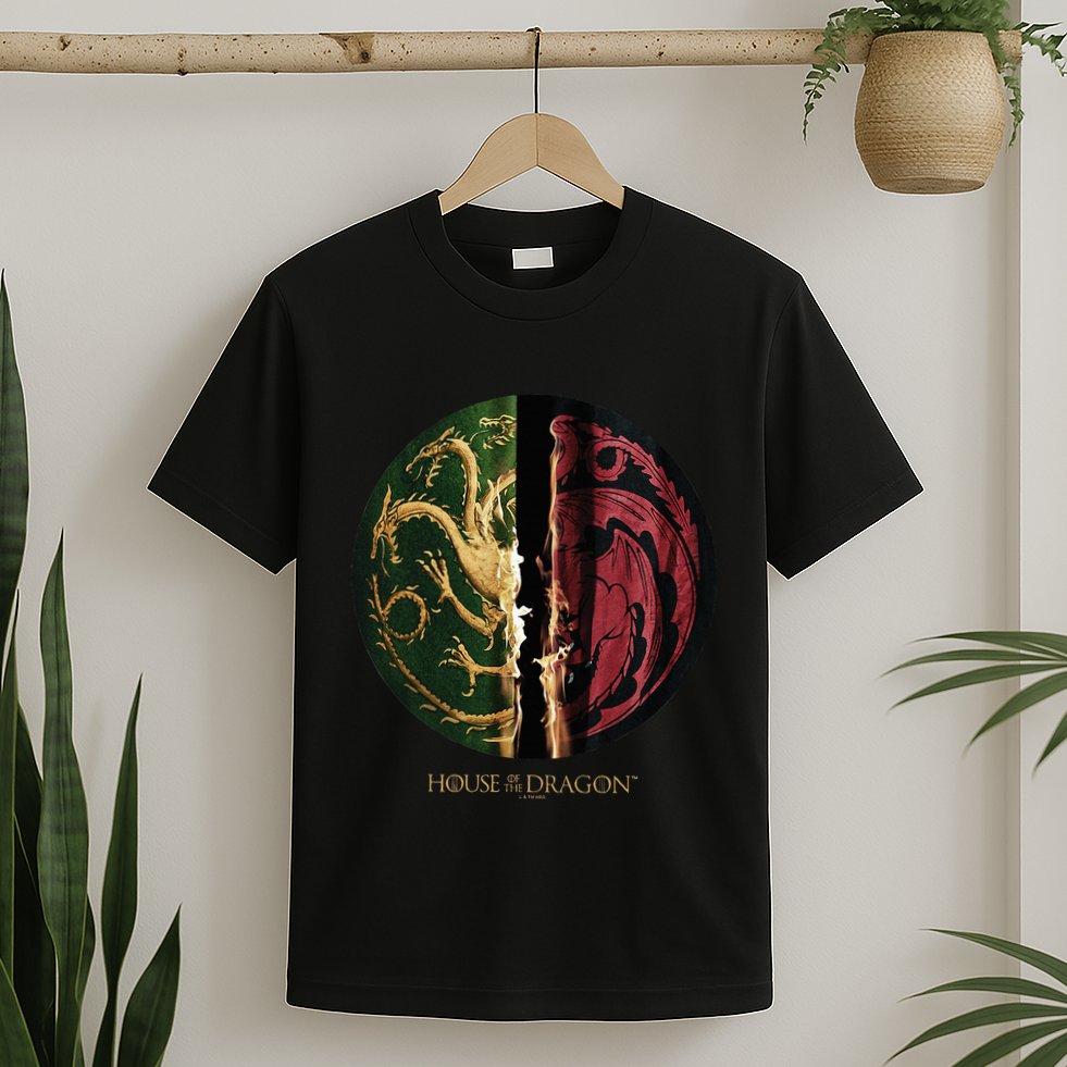 H.O.U.S.E Of The Dragon Green Vs Black H.O.U.S.E Targaryen Emblem T-Shirt