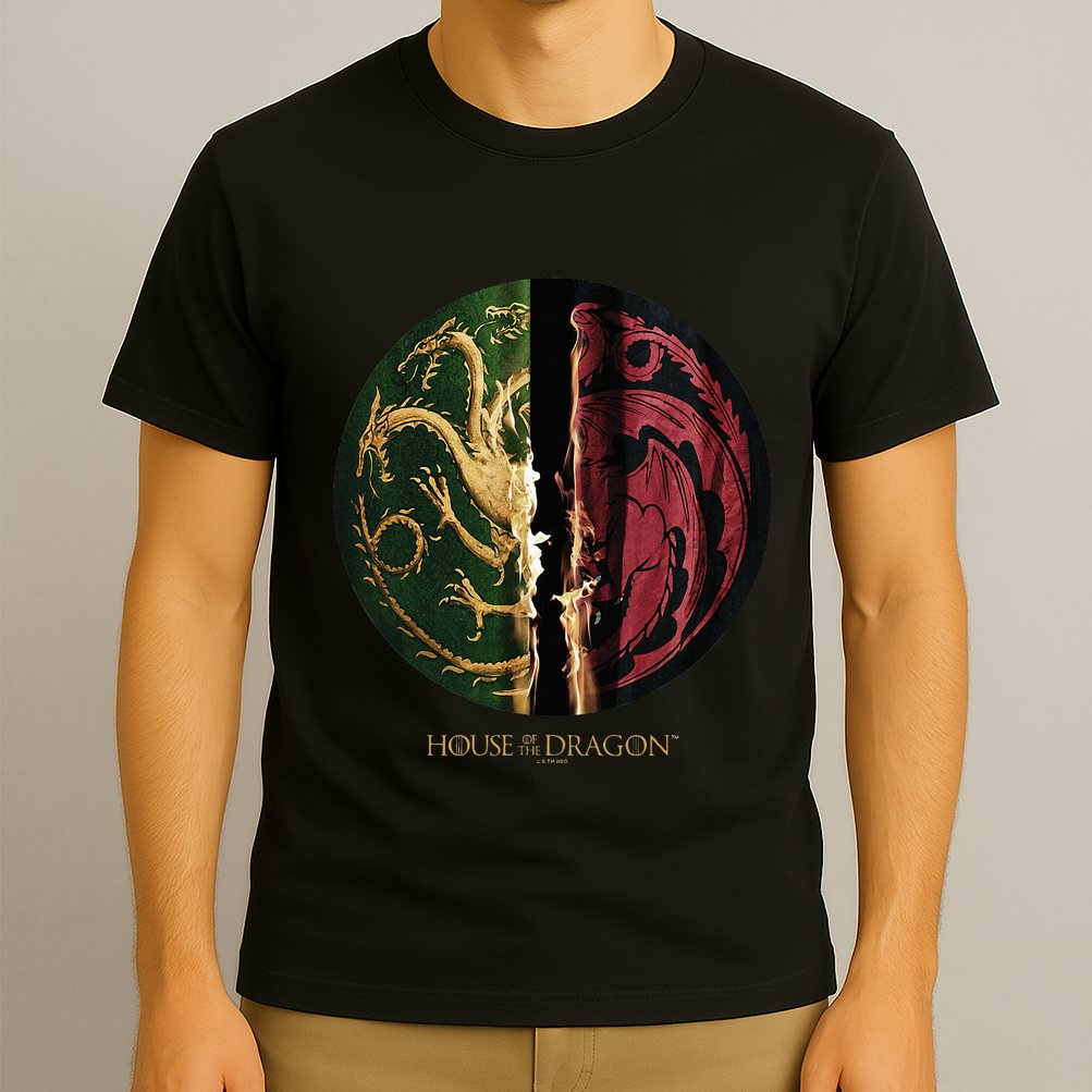 H.O.U.S.E Of The Dragon Green Vs Black H.O.U.S.E Targaryen Emblem T-Shirt