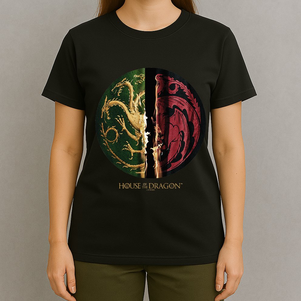 H.O.U.S.E Of The Dragon Green Vs Black H.O.U.S.E Targaryen Emblem T-Shirt