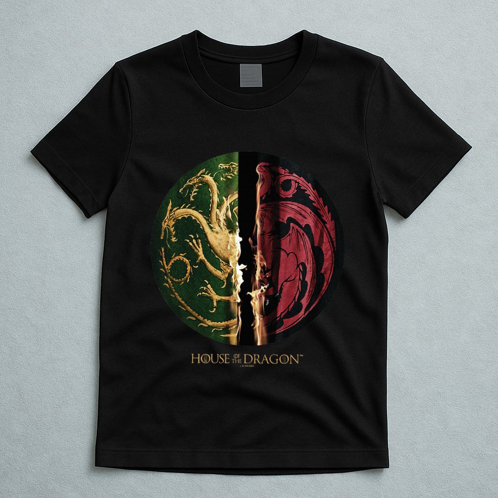 H.O.U.S.E Of The Dragon Green Vs Black H.O.U.S.E Targaryen Emblem T-Shirt