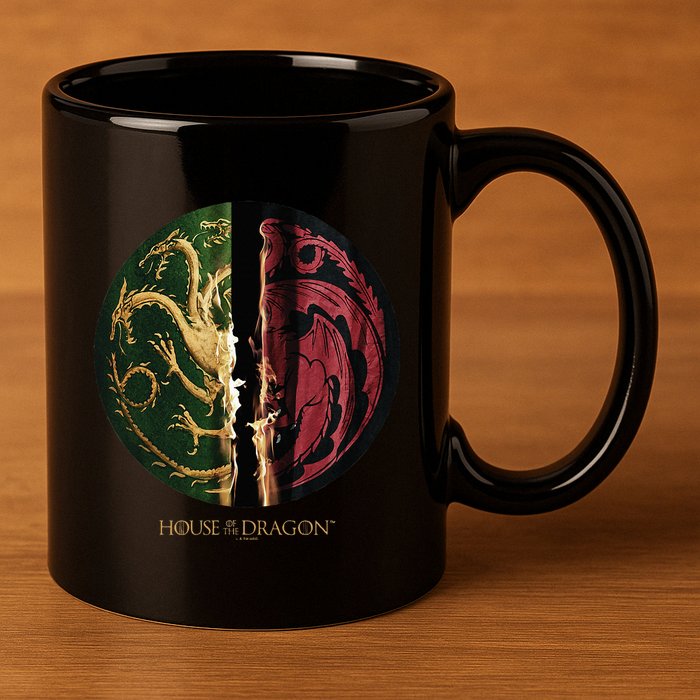 H.O.U.S.E Of The Dragon Green Vs Black H.O.U.S.E Targaryen Emblem 11oz C Handle Ceramic Mug