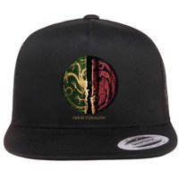 H.O.U.S.E Of The Dragon Green Vs Black H.O.U.S.E Targaryen Emblem Flat Bill Trucker Hat