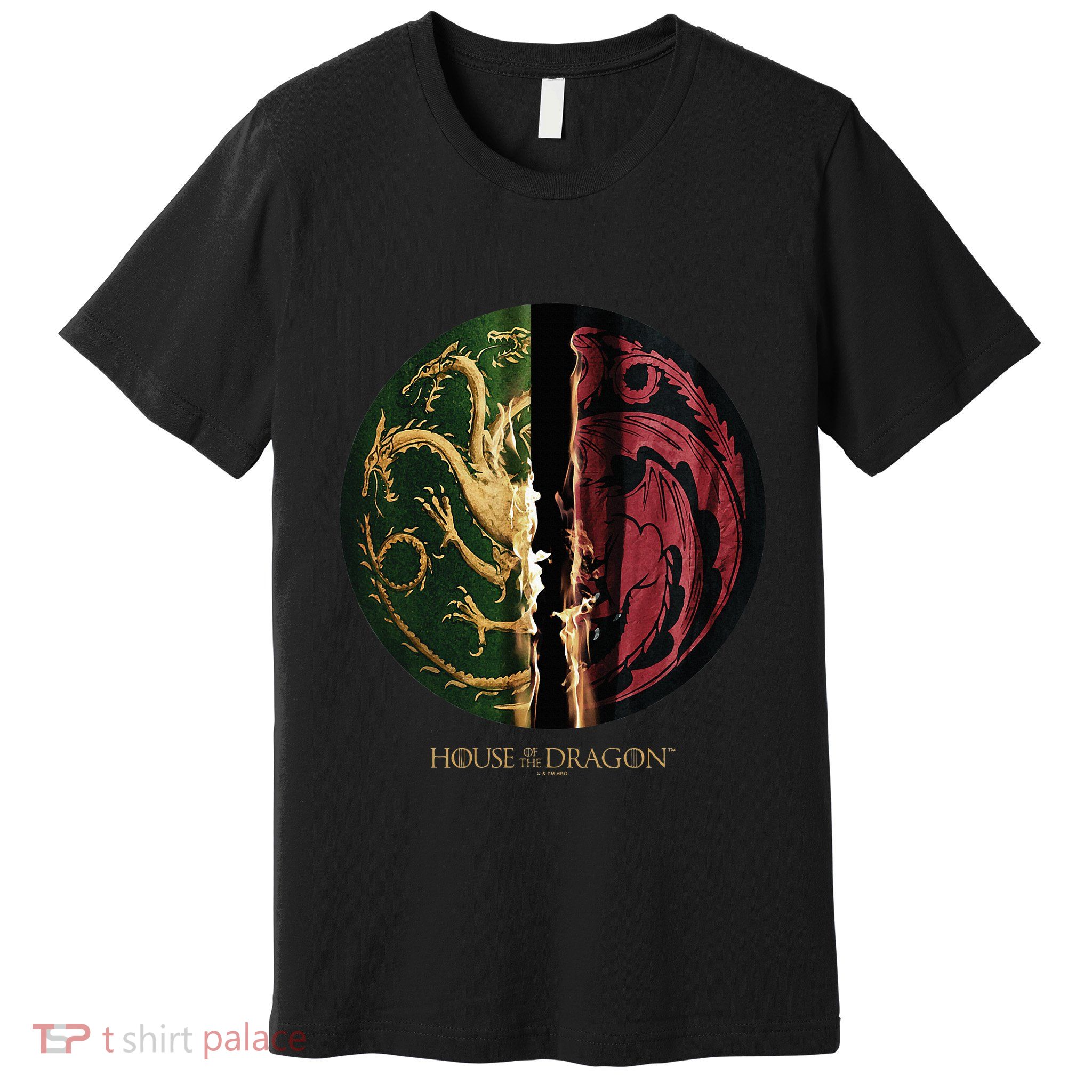 H.O.U.S.E Of The Dragon Green Vs Black H.O.U.S.E Targaryen Emblem Premium T-Shirt