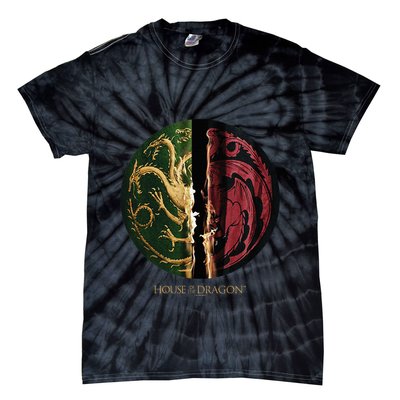 H.O.U.S.E Of The Dragon Green Vs Black H.O.U.S.E Targaryen Emblem Tie-Dye T-Shirt