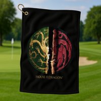 H.O.U.S.E Of The Dragon Green Vs Black H.O.U.S.E Targaryen Emblem Golf Towel