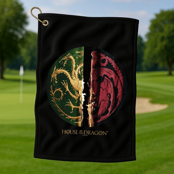 H.O.U.S.E Of The Dragon Green Vs Black H.O.U.S.E Targaryen Emblem Golf Towel