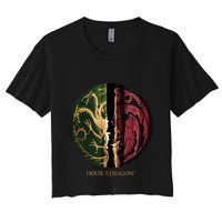 H.O.U.S.E Of The Dragon Green Vs Black H.O.U.S.E Targaryen Emblem Women's Crop Top Tee