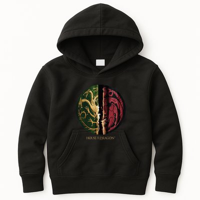 H.O.U.S.E Of The Dragon Green Vs Black H.O.U.S.E Targaryen Emblem Kids Hoodie