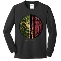 H.O.U.S.E Of The Dragon Green Vs Black H.O.U.S.E Targaryen Emblem Kids Long Sleeve Shirt