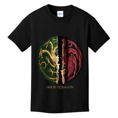 H.O.U.S.E Of The Dragon Green Vs Black H.O.U.S.E Targaryen Emblem Kids T-Shirt