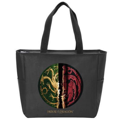 H.O.U.S.E Of The Dragon Green Vs Black H.O.U.S.E Targaryen Emblem Zip Tote Bag