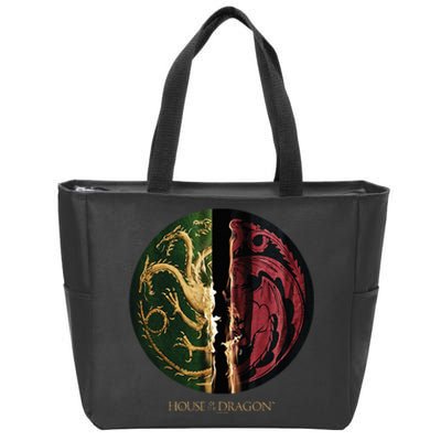 H.O.U.S.E Of The Dragon Green Vs Black H.O.U.S.E Targaryen Emblem Zip Tote Bag