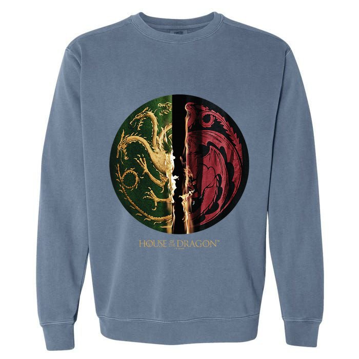 H.O.U.S.E Of The Dragon Green Vs Black H.O.U.S.E Targaryen Emblem Garment-Dyed Sweatshirt