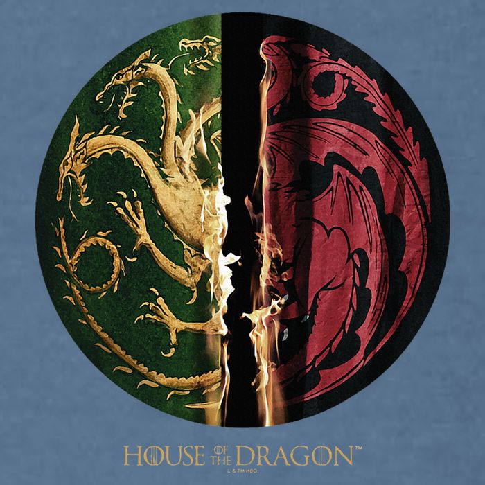 H.O.U.S.E Of The Dragon Green Vs Black H.O.U.S.E Targaryen Emblem Garment-Dyed Sweatshirt