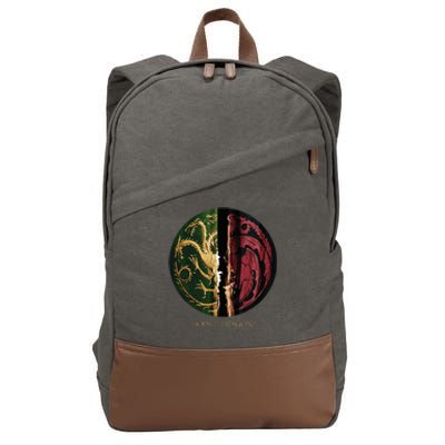 H.O.U.S.E Of The Dragon Green Vs Black H.O.U.S.E Targaryen Emblem Cotton Canvas Backpack