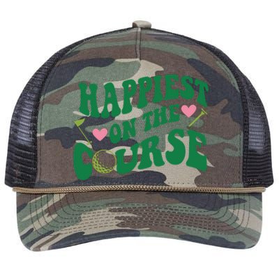 Happiest On The Course Golf Cute Golf Retro Rope Trucker Hat Cap