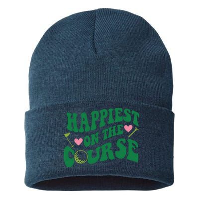 Happiest On The Course Golf Cute Golf Sustainable Knit Beanie