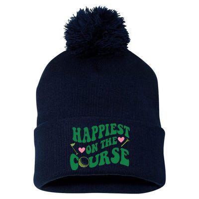 Happiest On The Course Golf Cute Golf Pom Pom 12in Knit Beanie