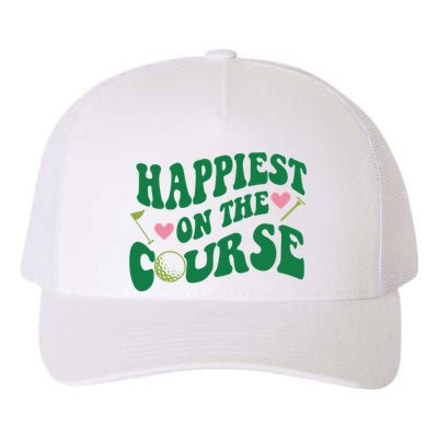 Happiest On The Course Golf Cute Golf Yupoong Adult 5-Panel Trucker Hat