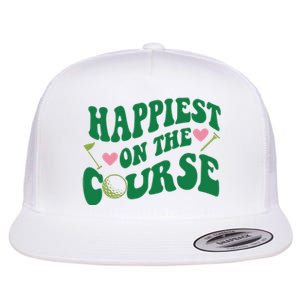 Happiest On The Course Golf Cute Golf Flat Bill Trucker Hat