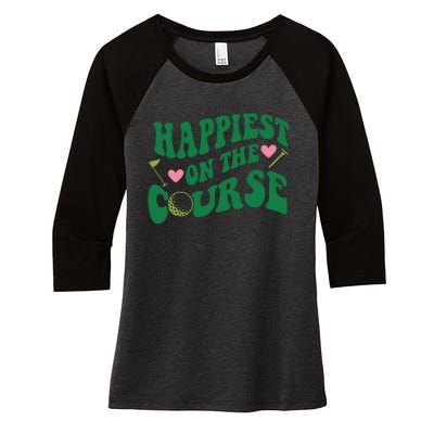 Happiest On The Course Golf Cute Golf Women's Tri-Blend 3/4-Sleeve Raglan Shirt