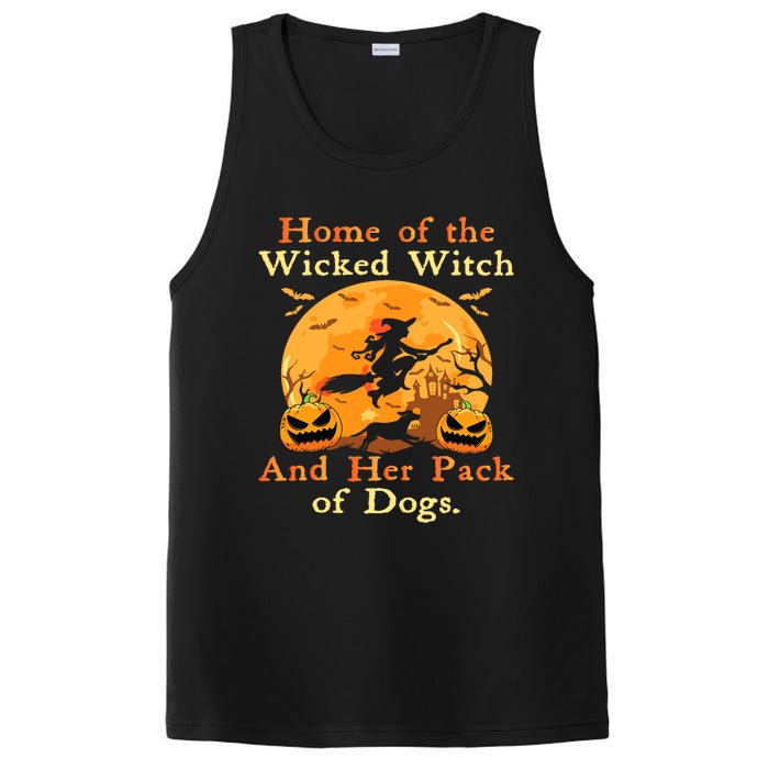 Home Of The Wicked Witch And Her Pack Of Dog Funny Halloween PosiCharge Competitor Tank