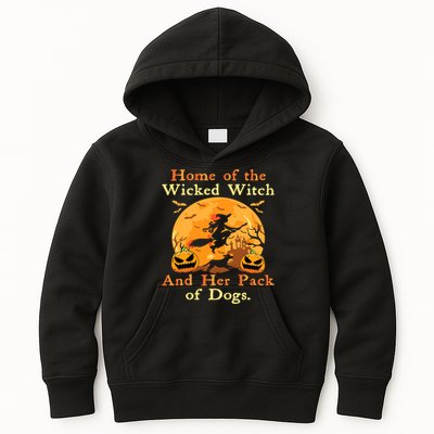 Home Of The Wicked Witch And Her Pack Of Dog Funny Halloween Kids Hoodie