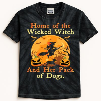 Home Of The Wicked Witch And Her Pack Of Dog Funny Halloween Kids Tie-Dye T-Shirt