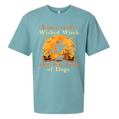 Home Of The Wicked Witch And Her Pack Of Dog Funny Halloween Sueded Cloud Jersey T-Shirt