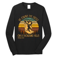 He Owns The Cattle On A Thousand Hills Psalm 50 Cowboy Boots Long Sleeve Shirt