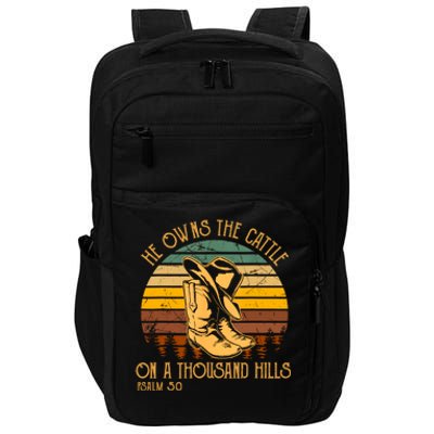 He Owns The Cattle On A Thousand Hills Psalm 50 Cowboy Boots Impact Tech Backpack