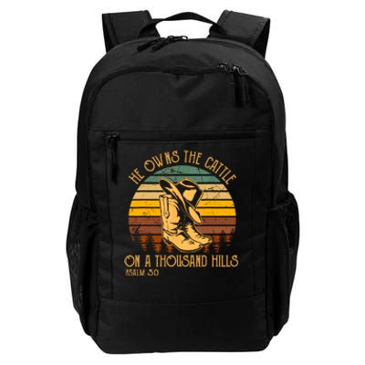 He Owns The Cattle On A Thousand Hills Psalm 50 Cowboy Boots Daily Commute Backpack