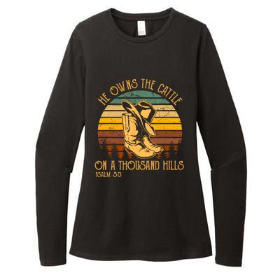 He Owns The Cattle On A Thousand Hills Psalm 50 Cowboy Boots Womens CVC Long Sleeve Shirt