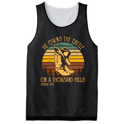 He Owns The Cattle On A Thousand Hills Psalm 50 Cowboy Boots Mesh Reversible Basketball Jersey Tank