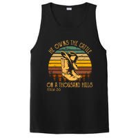 He Owns The Cattle On A Thousand Hills Psalm 50 Cowboy Boots PosiCharge Competitor Tank