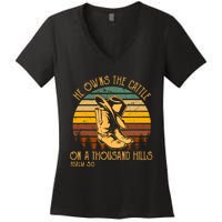 He Owns The Cattle On A Thousand Hills Psalm 50 Cowboy Boots Women's V-Neck T-Shirt