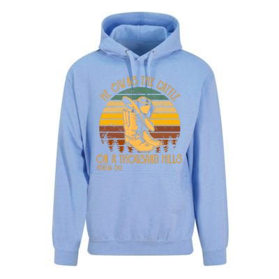 He Owns The Cattle On A Thousand Hills Psalm 50 Cowboy Boots Unisex Surf Hoodie