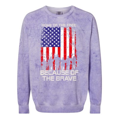 Home Of The Free Because Of The Brave Patriotic Veterans Colorblast Crewneck Sweatshirt