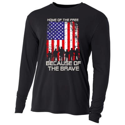 Home Of The Free Because Of The Brave Patriotic Veterans Cooling Performance Long Sleeve Crew