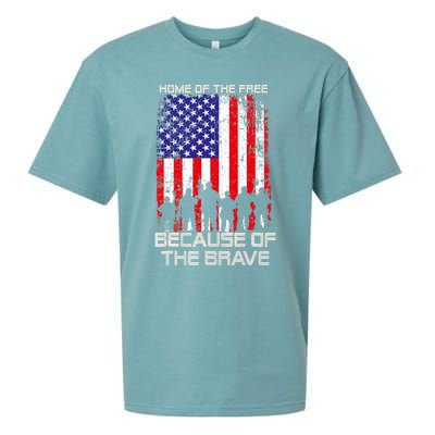 Home Of The Free Because Of The Brave Patriotic Veterans Sueded Cloud Jersey T-Shirt