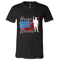 Home Of The Free Because Of The Brave July 4th V-Neck T-Shirt