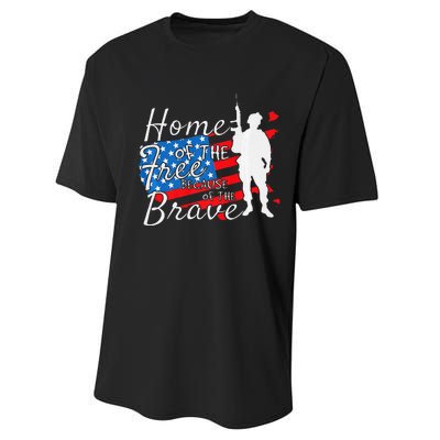 Home Of The Free Because Of The Brave July 4th Performance Sprint T-Shirt