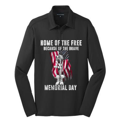 Home Of The Free Because Of The Brave Memorial Day Gift Silk Touch Performance Long Sleeve Polo