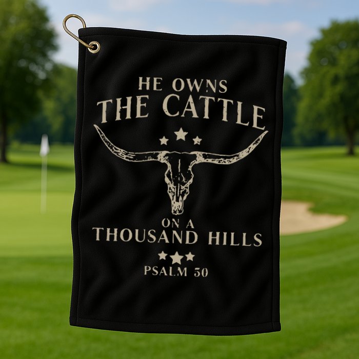 He Owns The Cattle On A Thousand Hills Psalm 50 Golf Towel