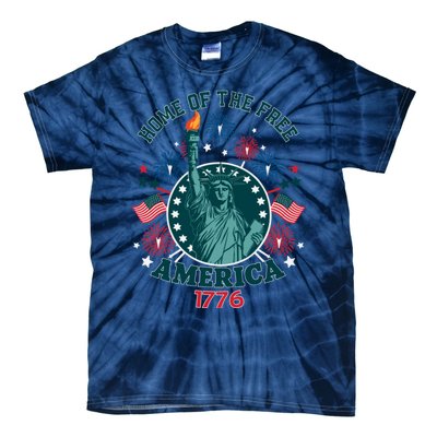 Home Of The Free The Statue Of Liberty 4th Of July Tie-Dye T-Shirt