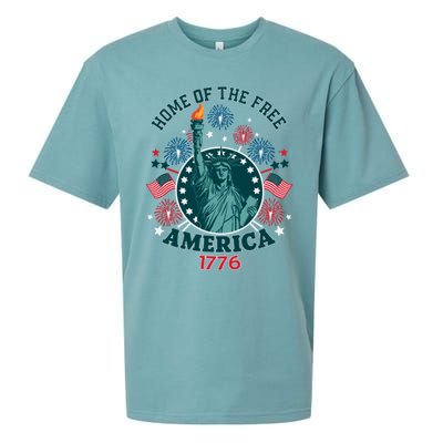 Home Of The Free The Statue Of Liberty 4th Of July Sueded Cloud Jersey T-Shirt