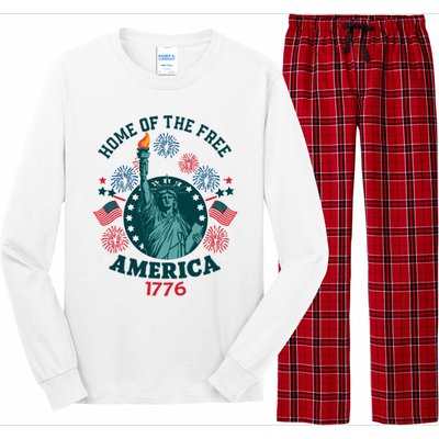 Home Of The Free The Statue Of Liberty 4th Of July Long Sleeve Pajama Set