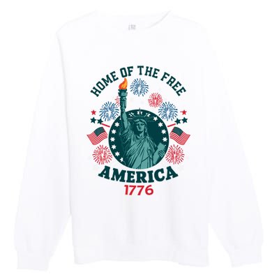 Home Of The Free The Statue Of Liberty 4th Of July Premium Crewneck Sweatshirt