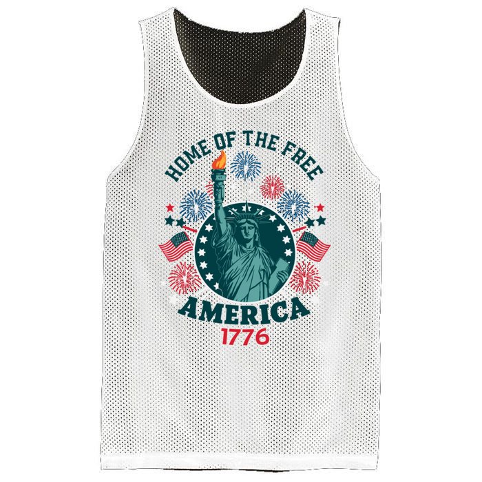 Home Of The Free The Statue Of Liberty 4th Of July Mesh Reversible Basketball Jersey Tank